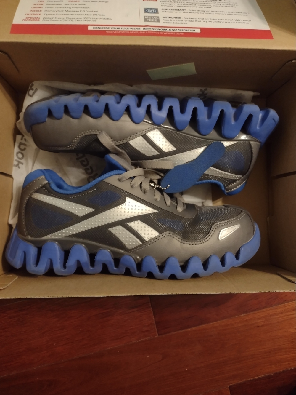 Reebok Kids Gray & Blue Zigzag Sole Sneakers